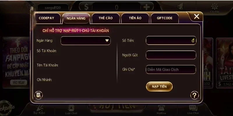 Chọn phương thức nạp tiền vào Sunwin bằng ngân hàng